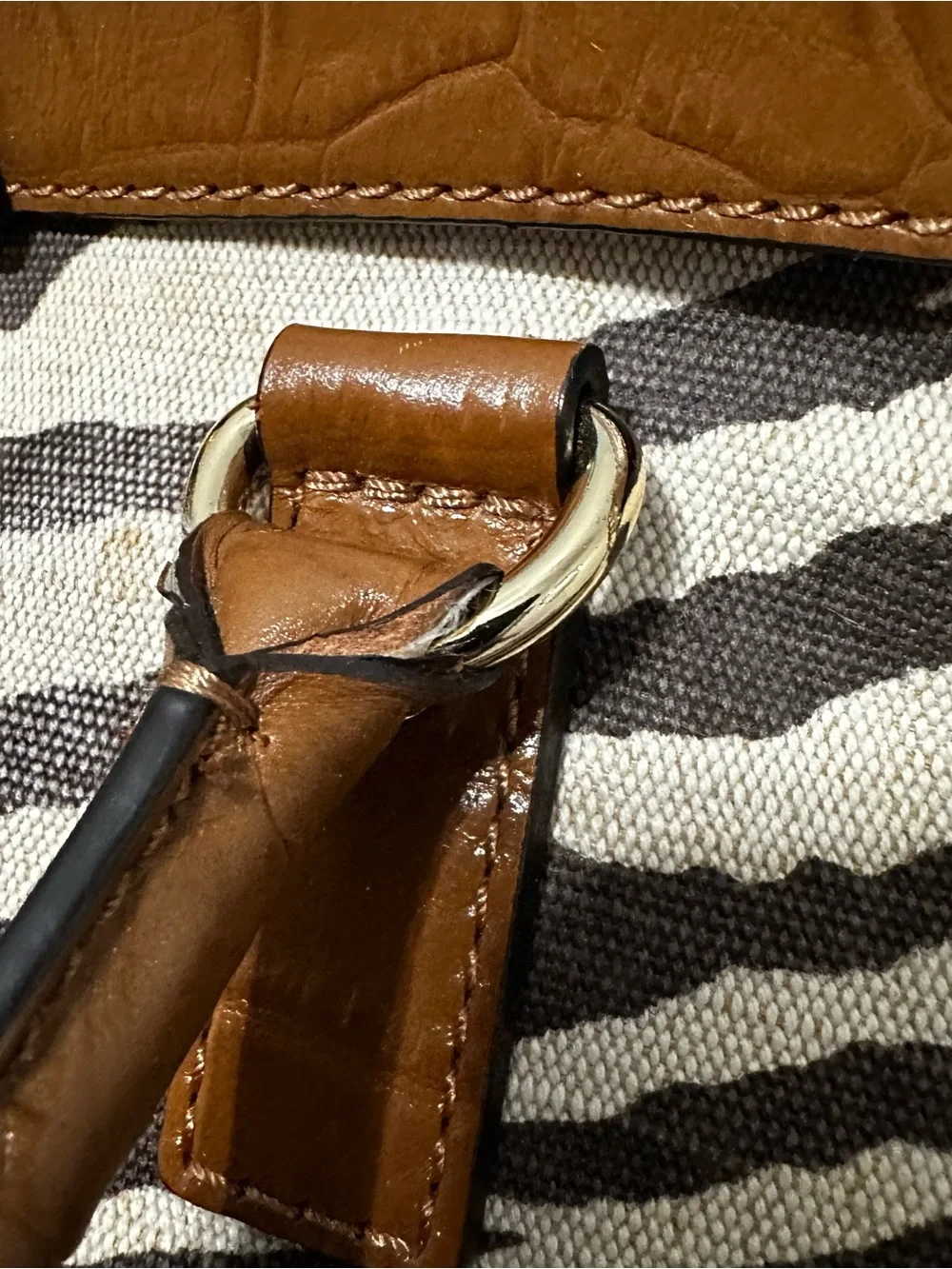 Michael Kors Hamilton Zebra Print Canvas Leather Tote Bag
